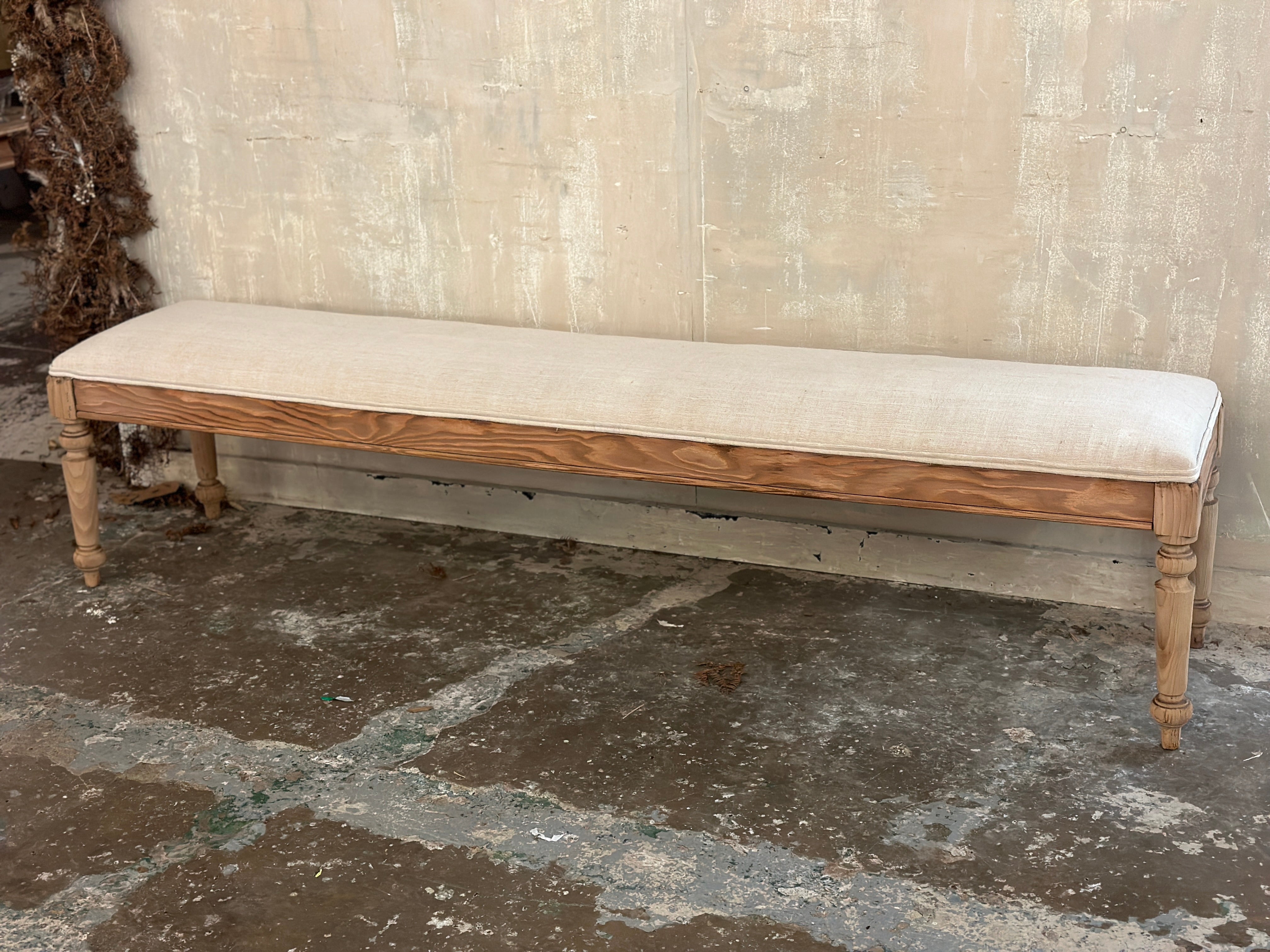 Beautiful French linen covered bench
