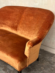 Burnt orange velvet French sofa
