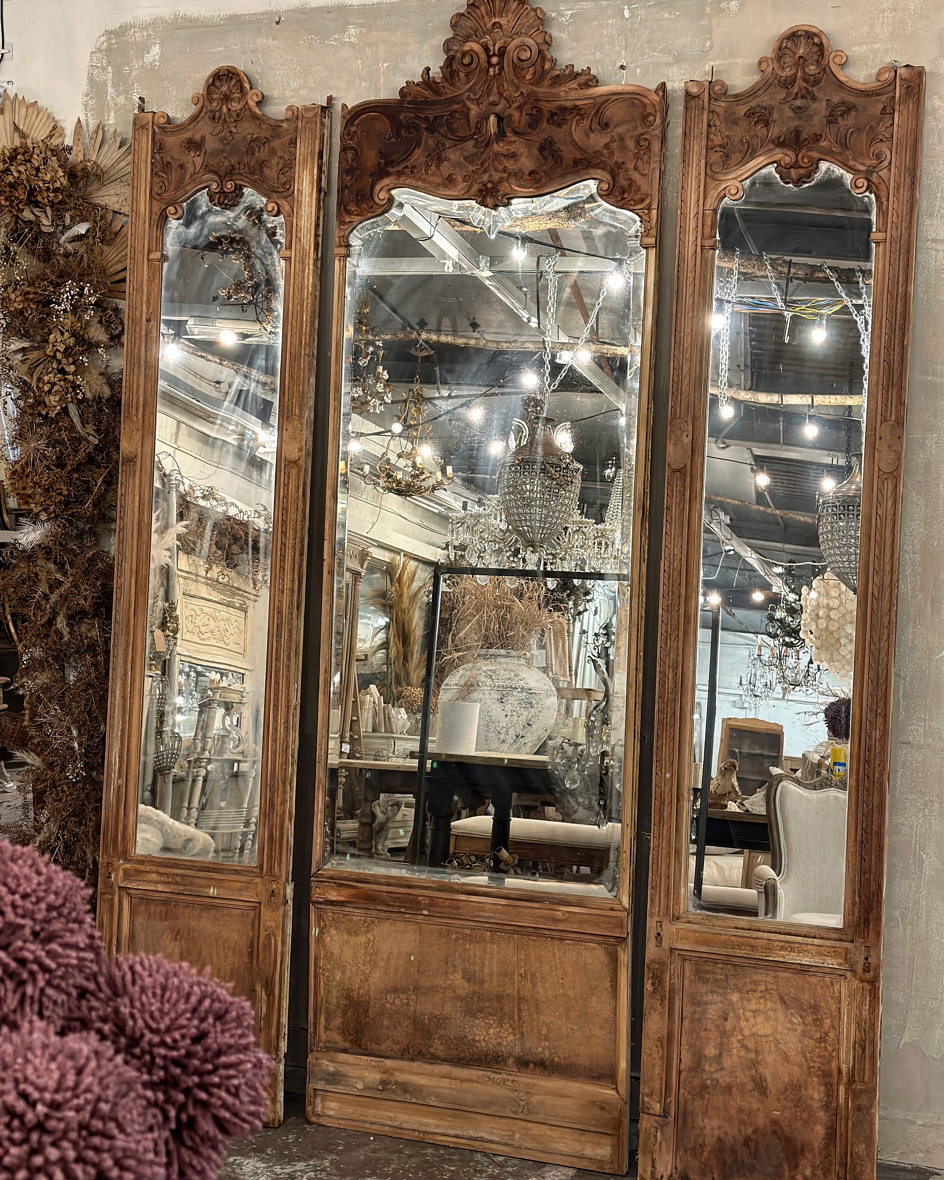 Stunning set of 3 French mirrors