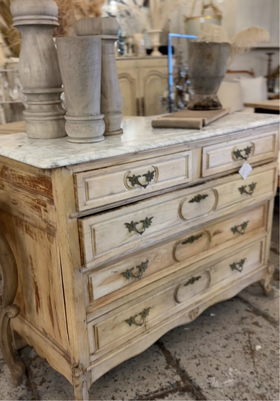 French marble top chest of drawers