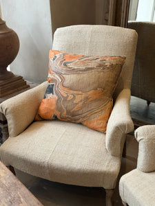 Pair or linen covered French chairs