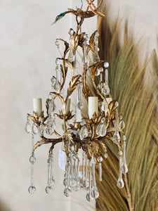 Pretty little tole and crystal chandelier