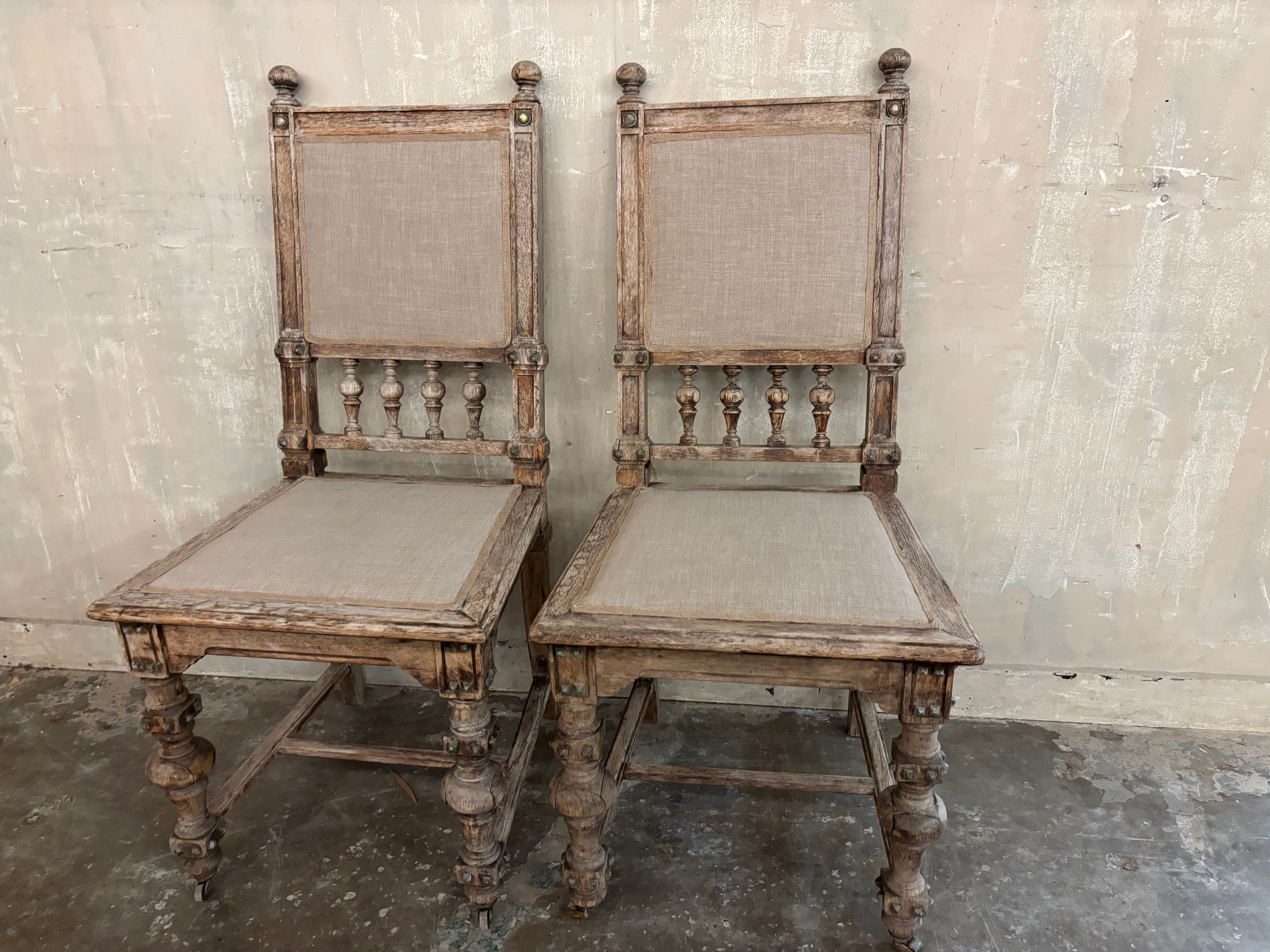 Pair of heavy oak chairs