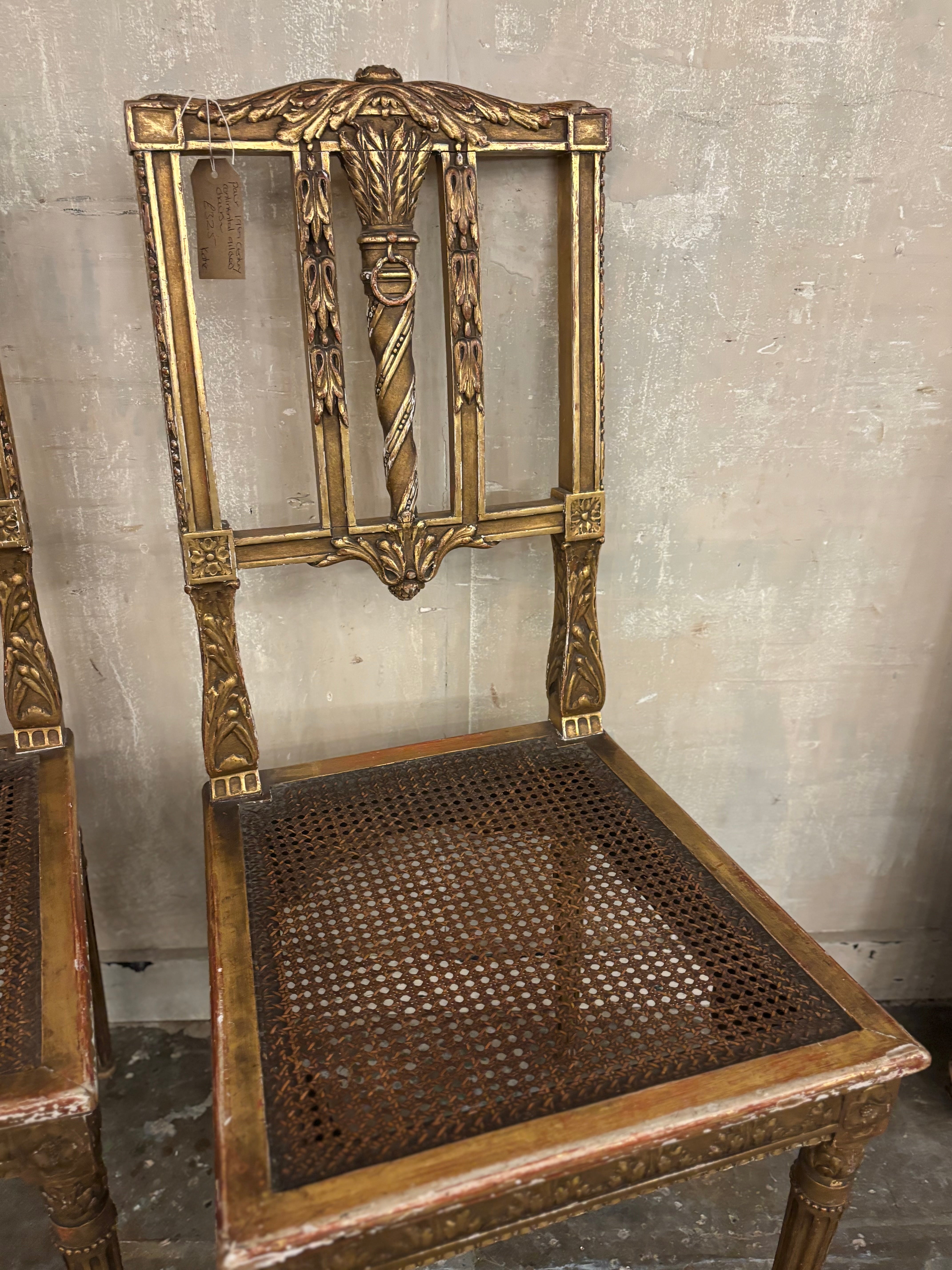 Pair of Continental gilt chairs