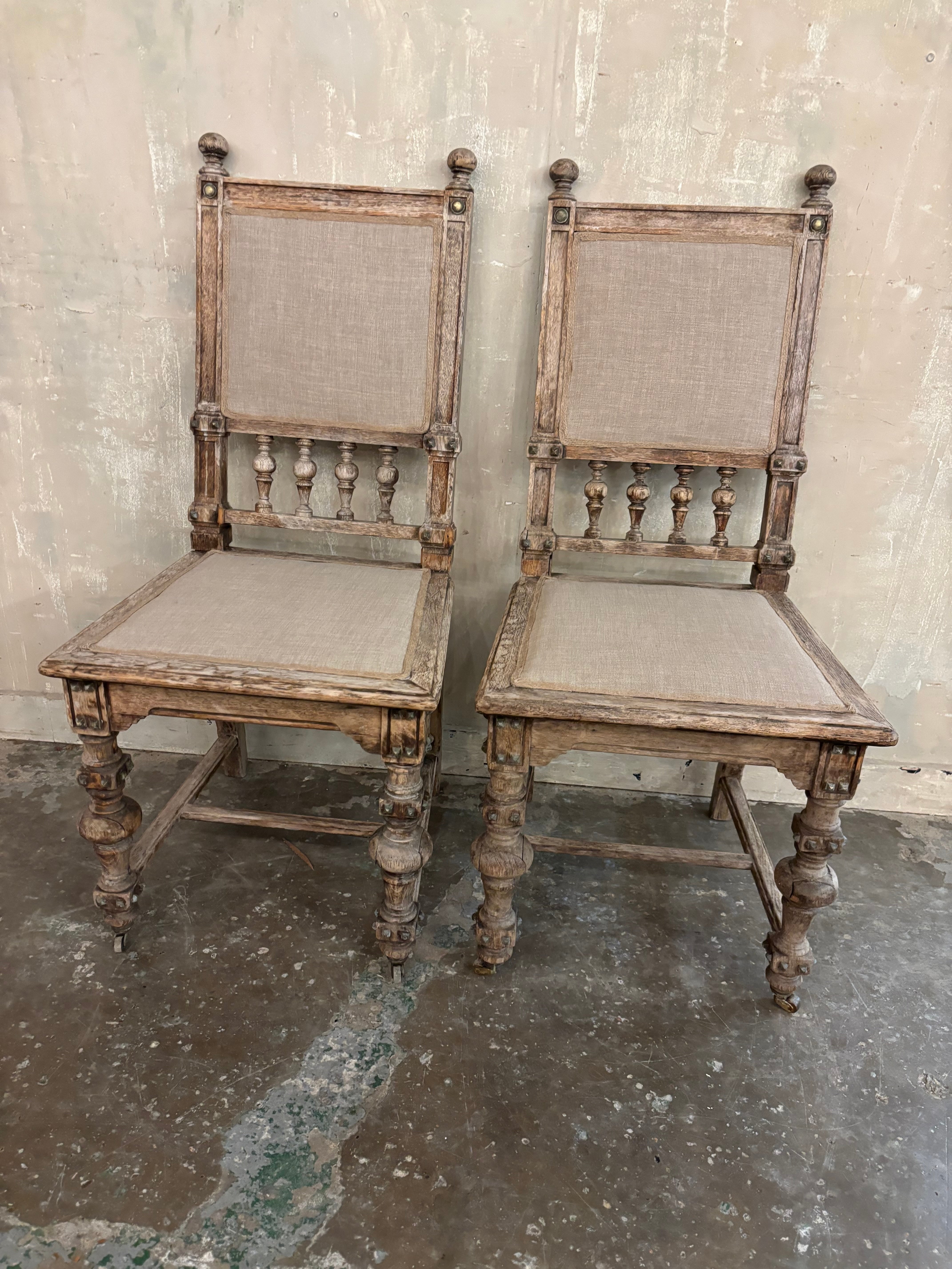Pair of heavy oak chairs