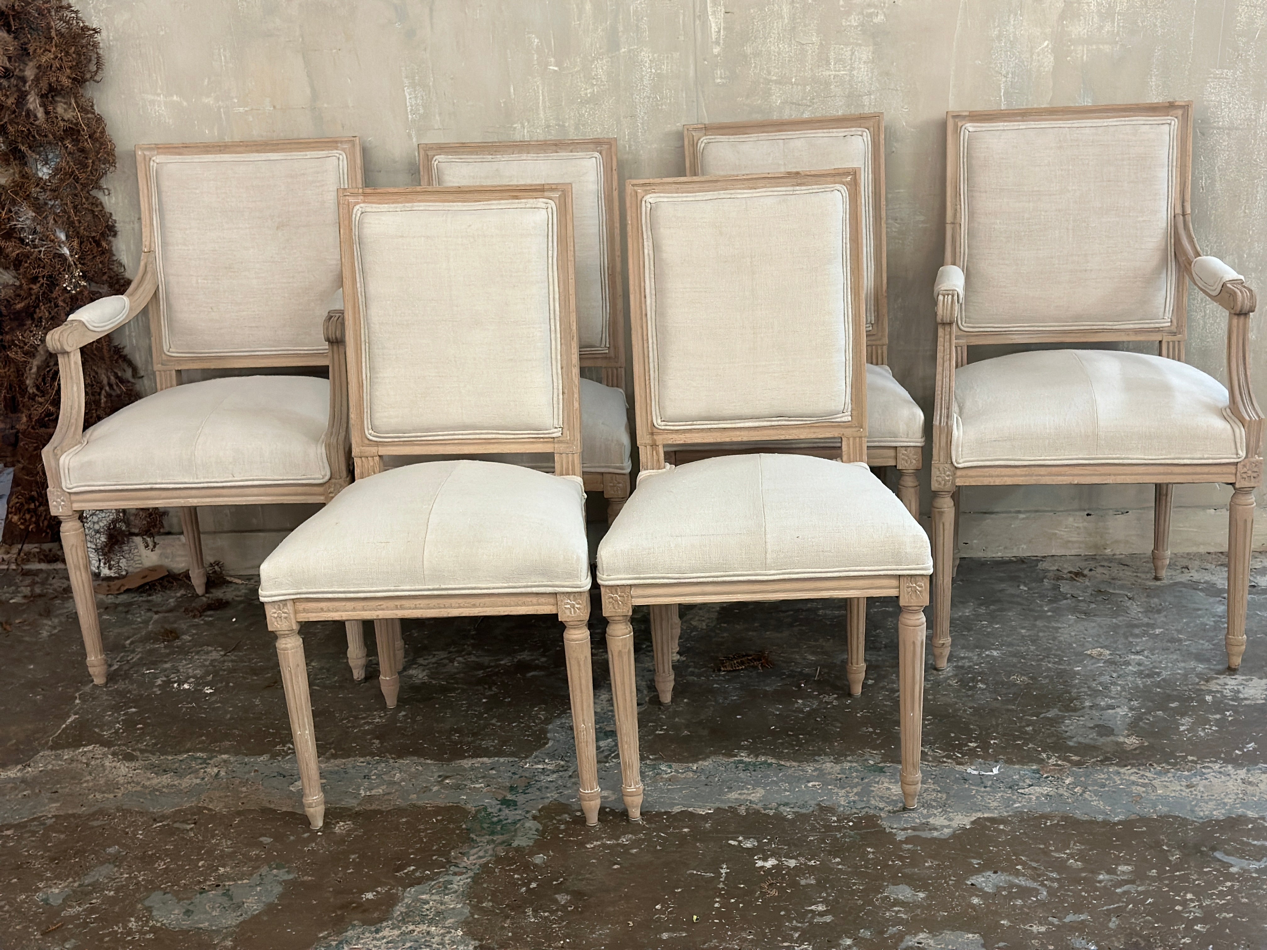 Set of 6 French recovered dinning chairs