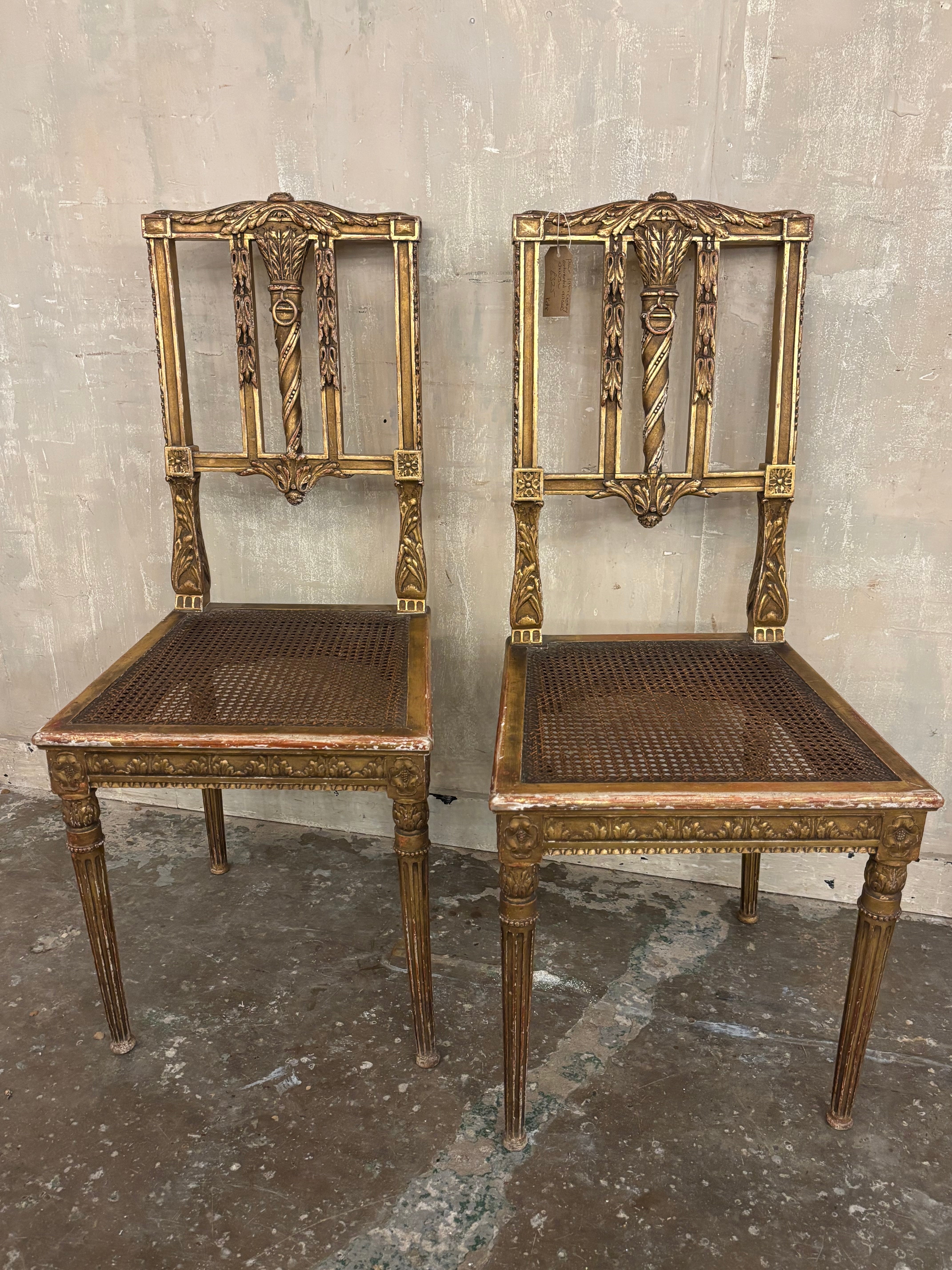 Pair of Continental gilt chairs