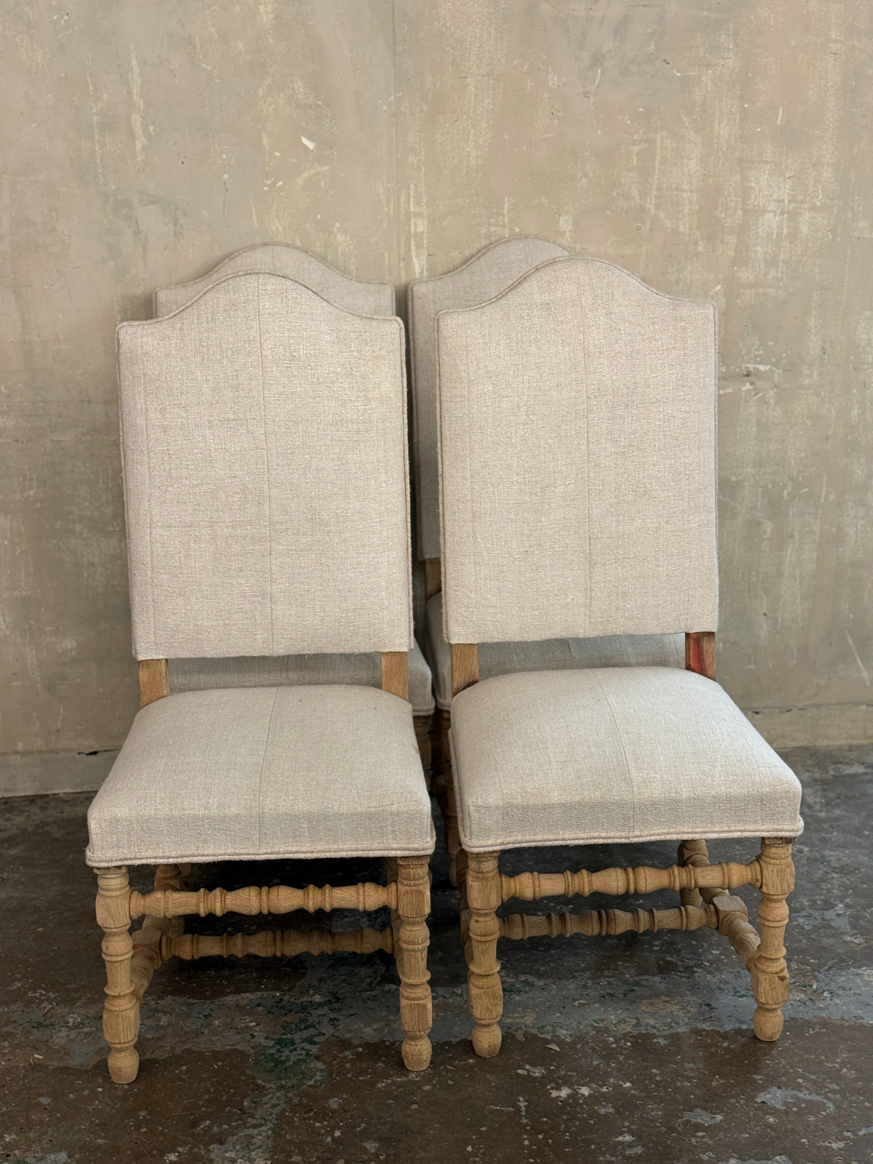 Set of 4 French oak chairs