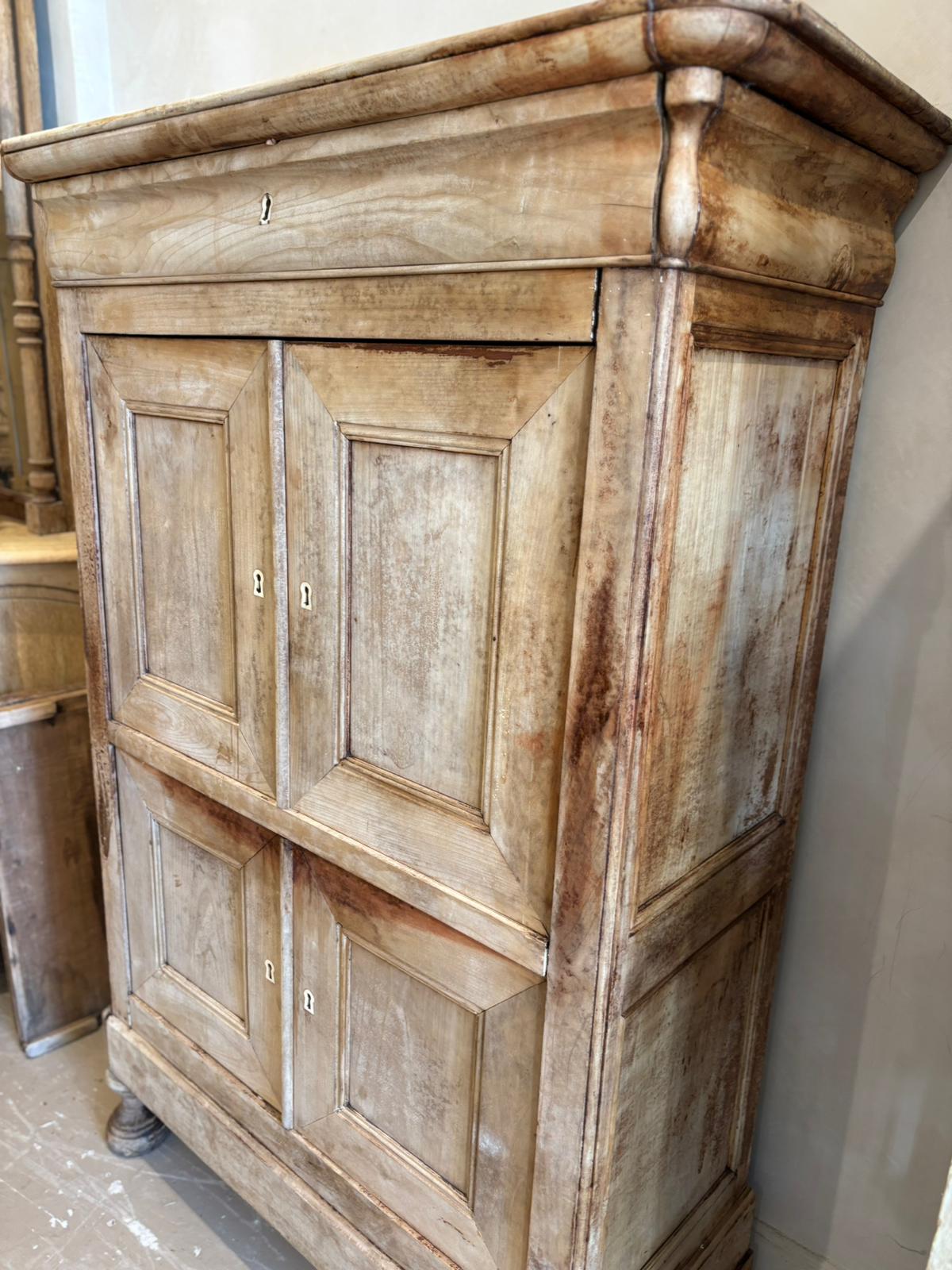 French stripped oak cabinet