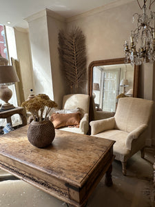 Pair or linen covered French chairs