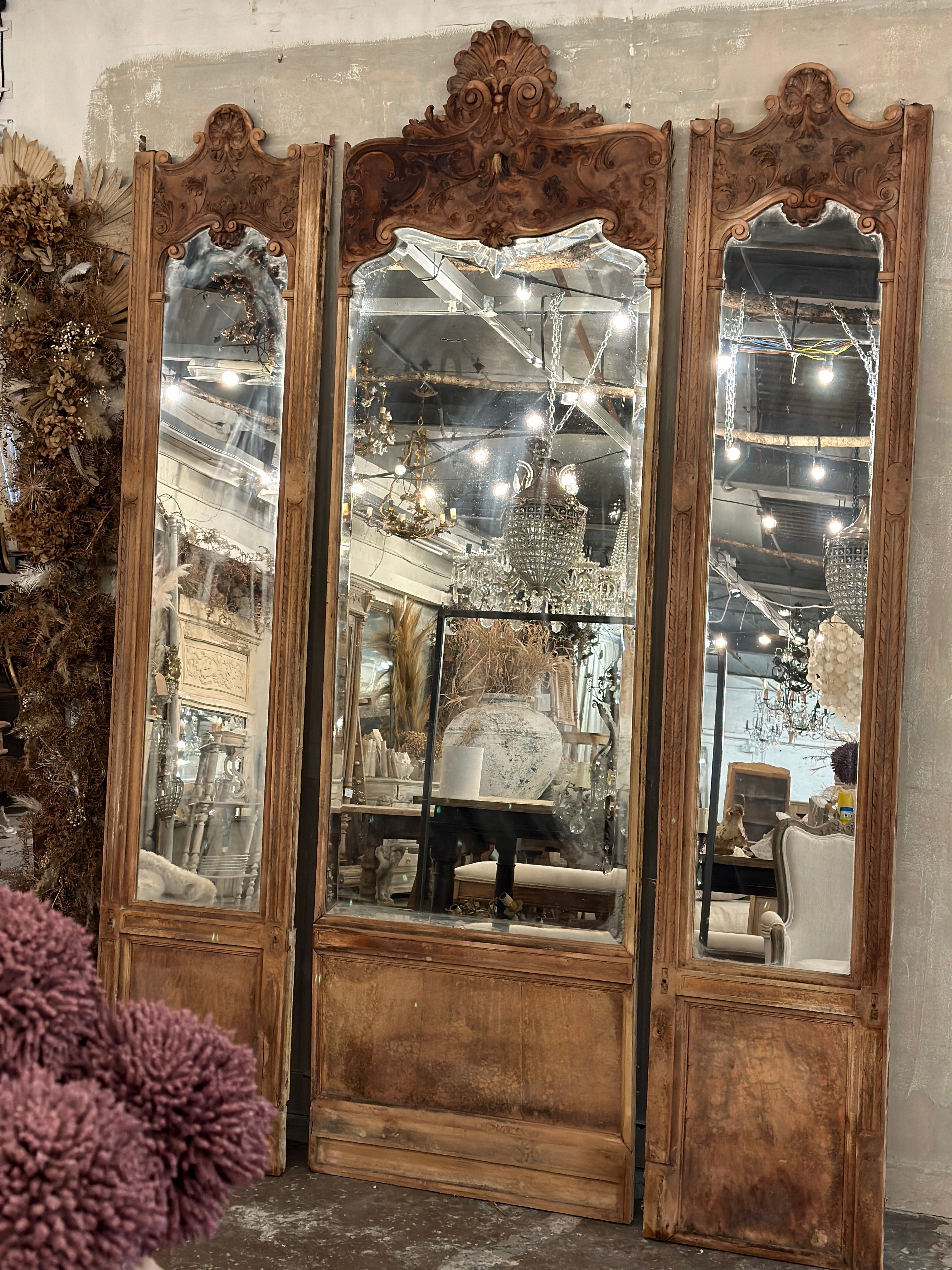 Stunning set of 3 French mirrors