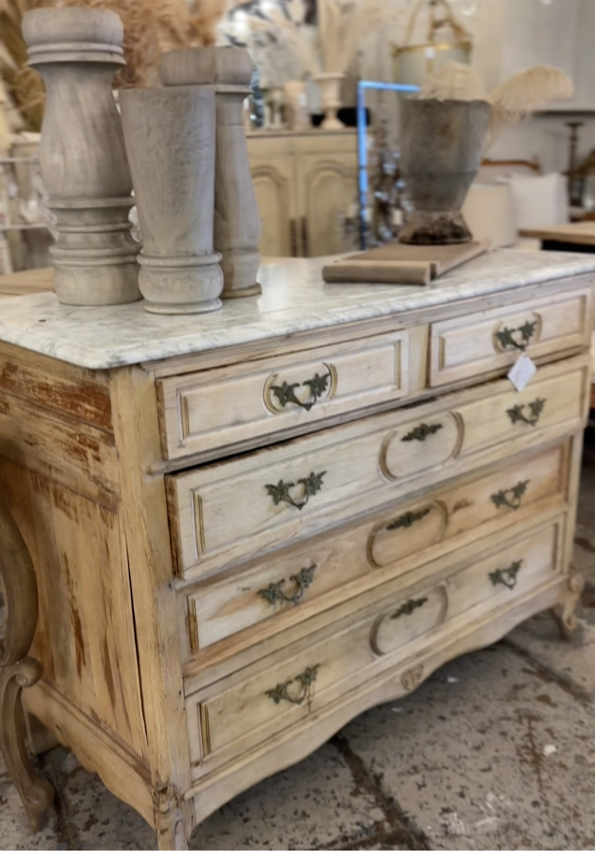 French marble top chest of drawers