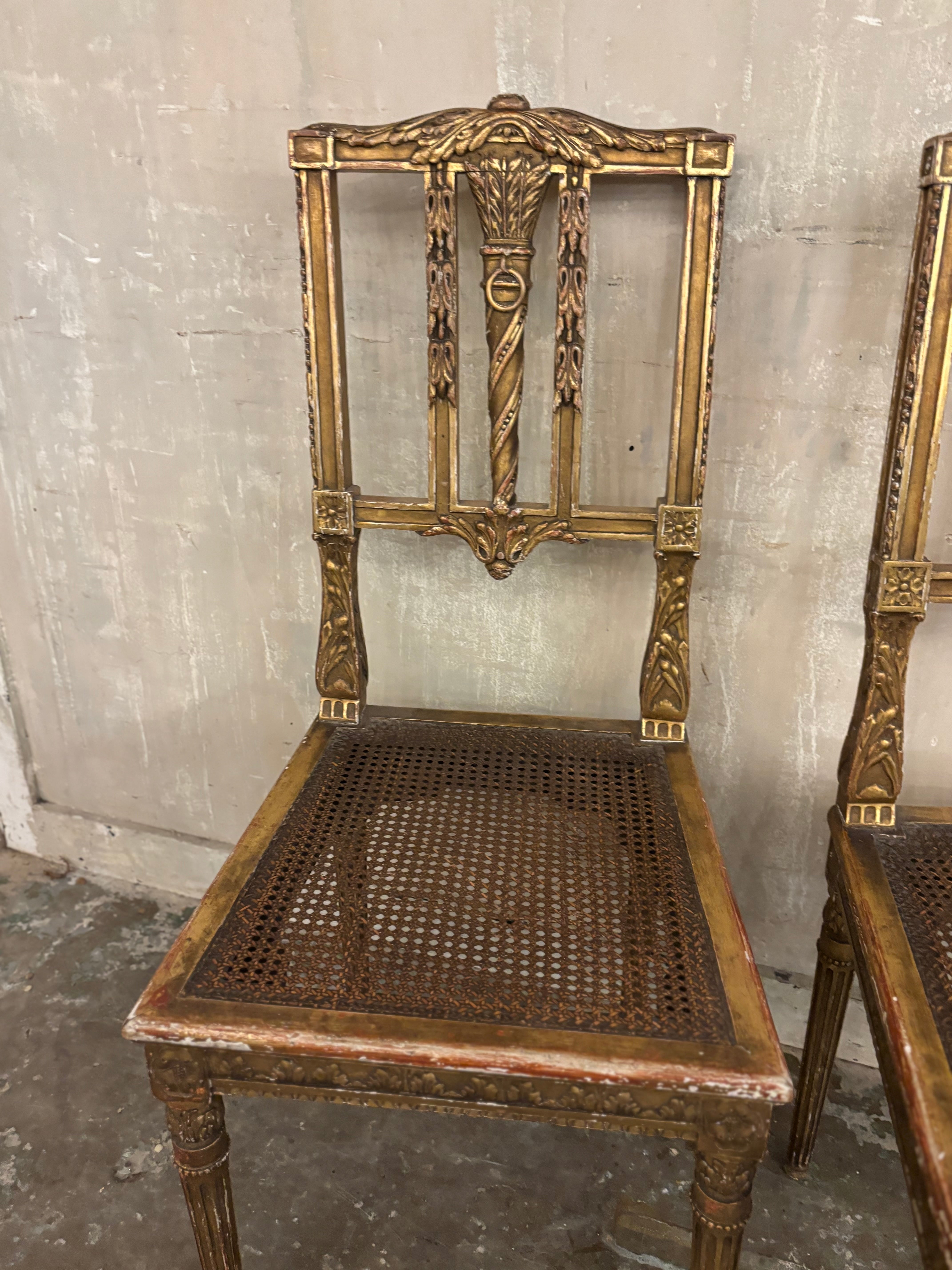 Pair of Continental gilt chairs