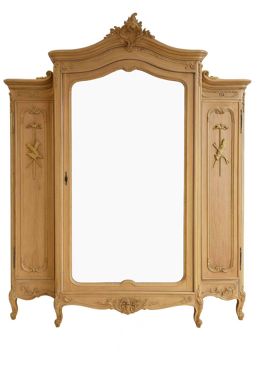 Antique French Carved Armoire with Center Mirror