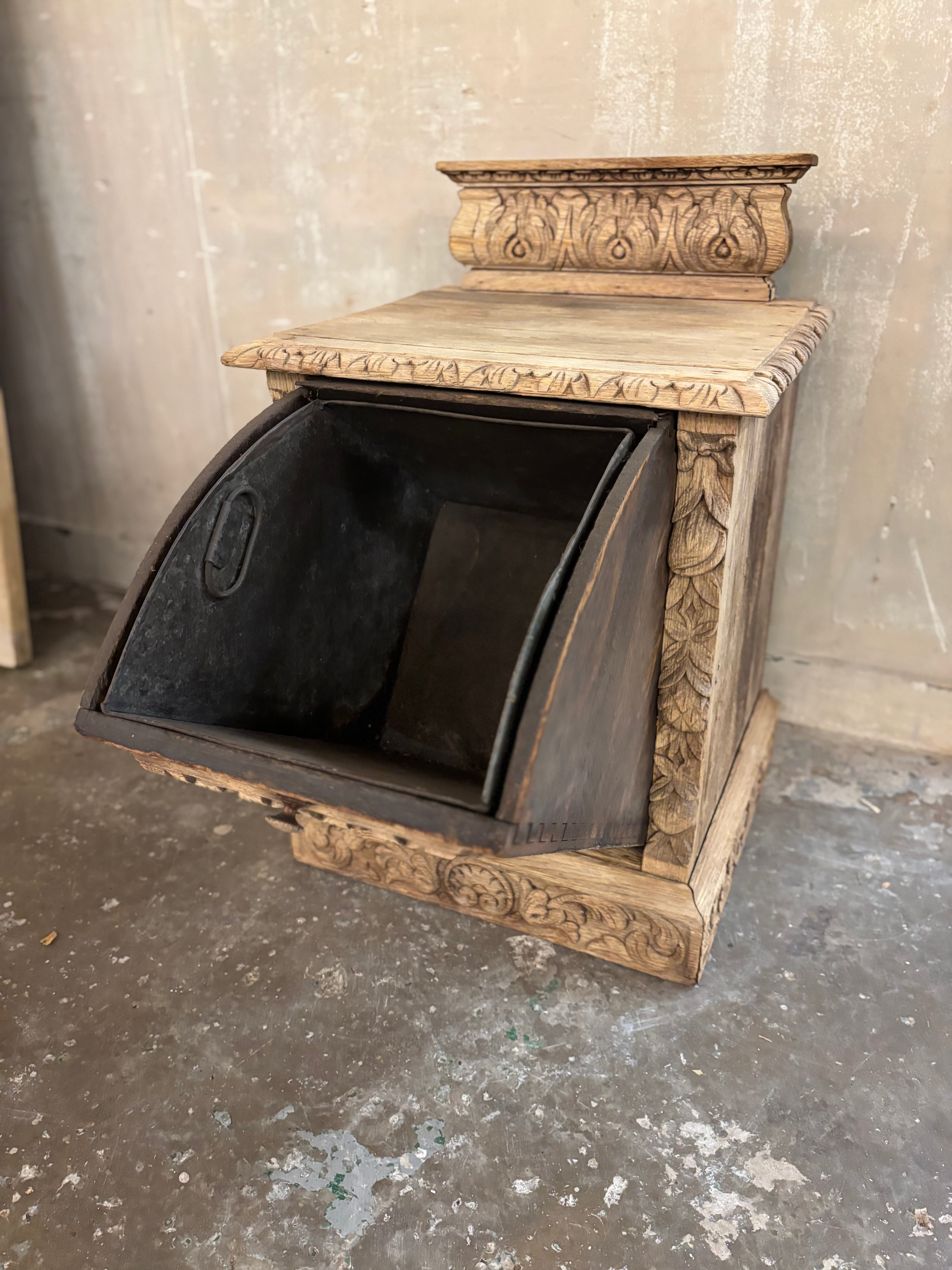 Antique oak coal scuttle