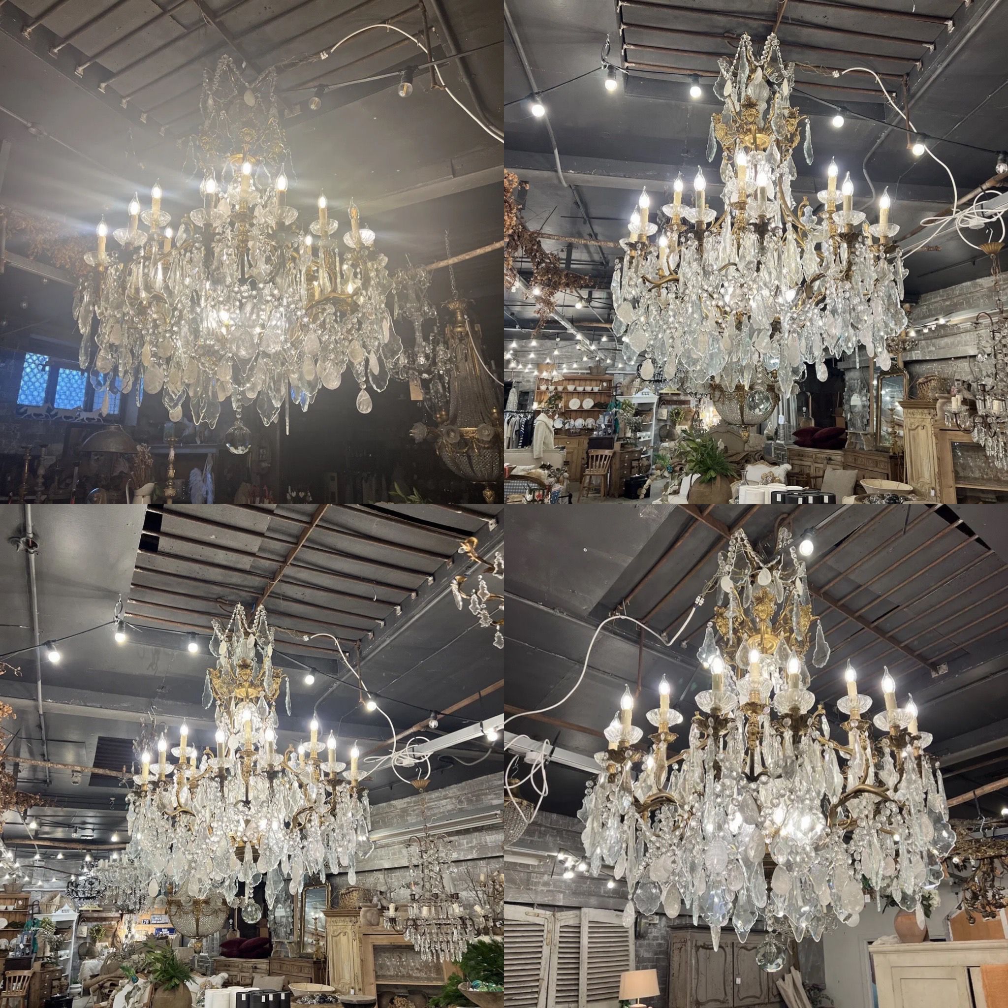 French antique rock crystal chandelier