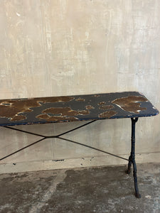 Metal and cast iron garden table
