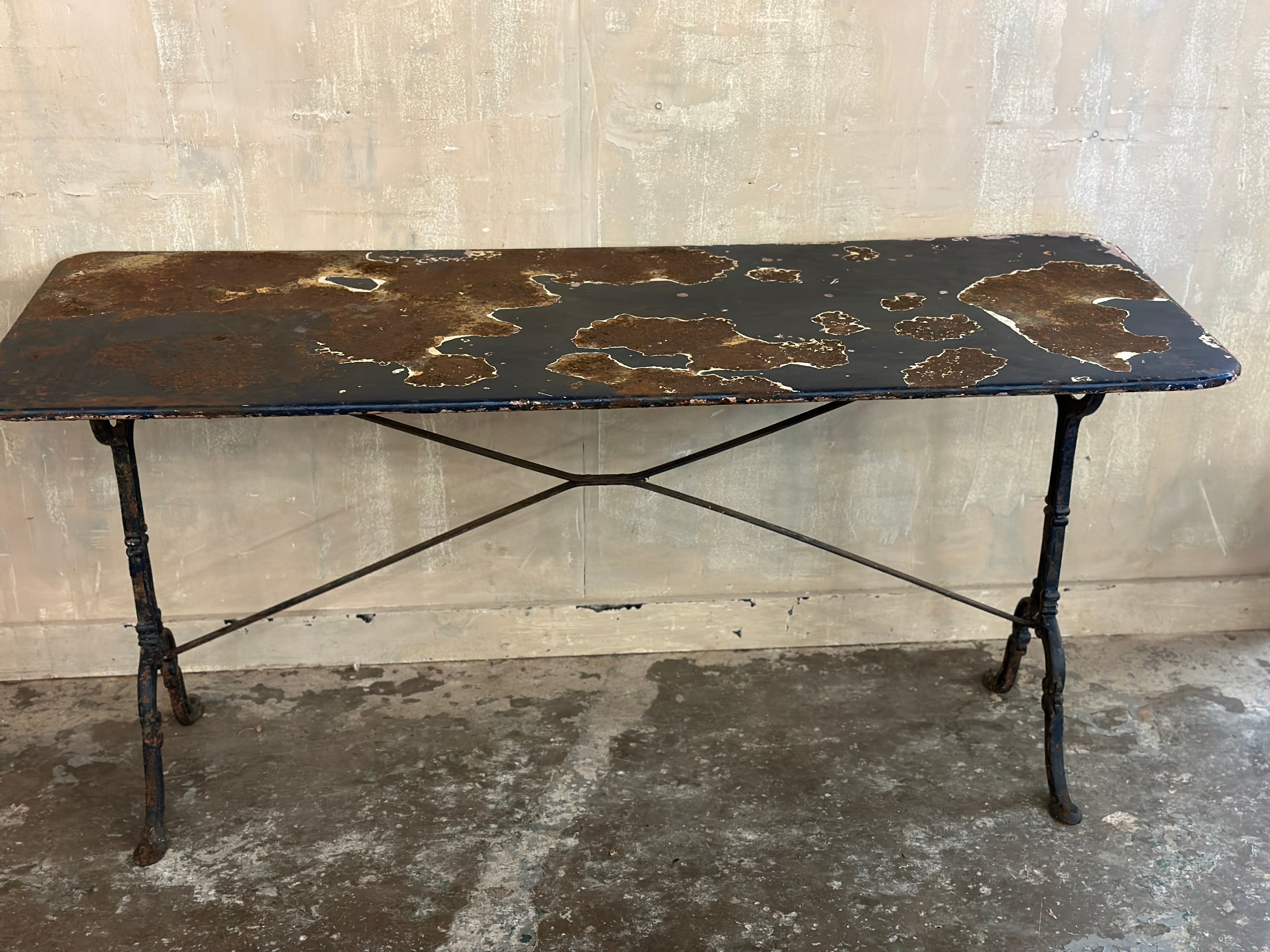 Metal and cast iron garden table