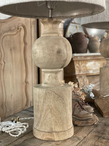 Wooden lamp with linen shade